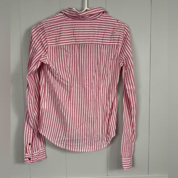 NWT Abercrombie Kids Pink White Y2K Striped Button Down Top Size XL Preppy Cute - Picture 4 of 7